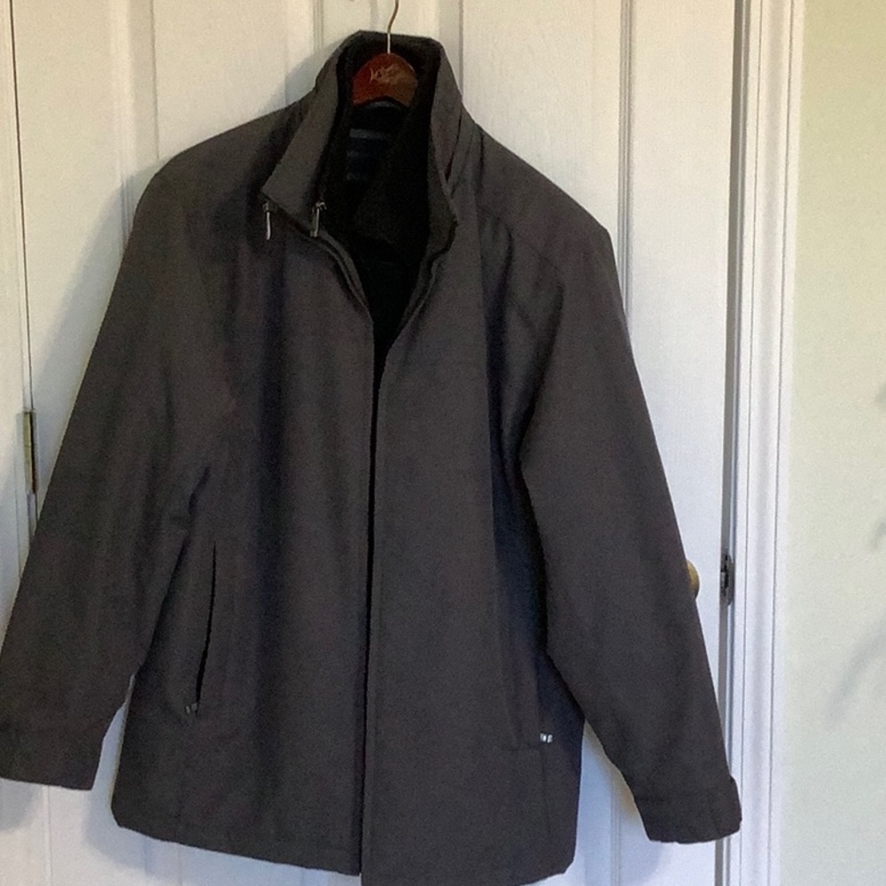 ❤️ WEATHERPROOF dark gray double zip hooded jacket, medium